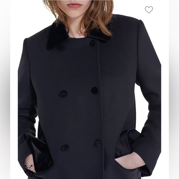 NWT The Kooples Cashmere and Wool Velvet Button double breasted Jacket Coat - Picture 16 of 17